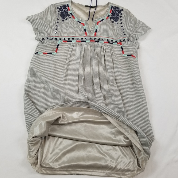 Blue and White Striped Embroidered Dress Size S - Picture 2 of 9